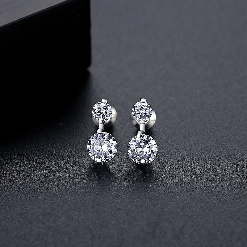 Copper Set Zircon Crystal Earrings Fashion Simple Gold Plated Jewelry Women Gift