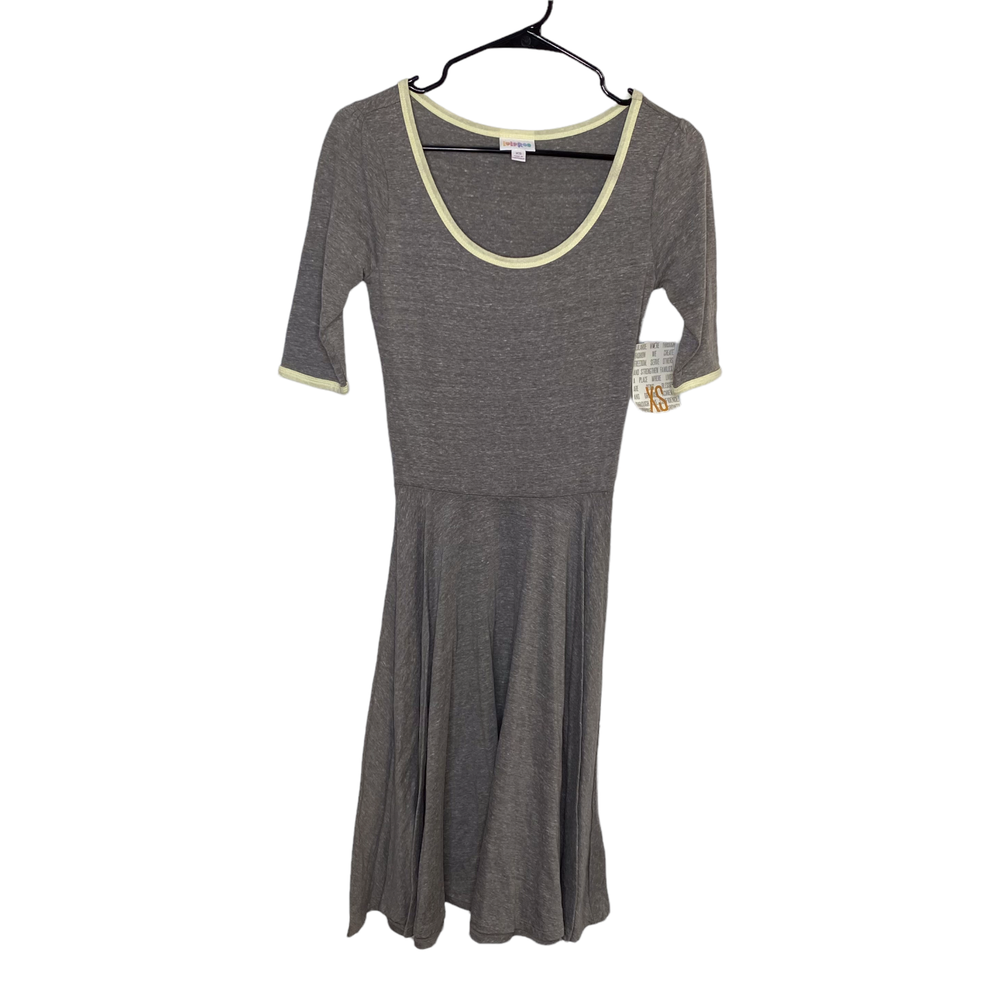 LuLaRoe Womens Nicole Fit N Flare Dress Size XS Gray Knee length (1236)