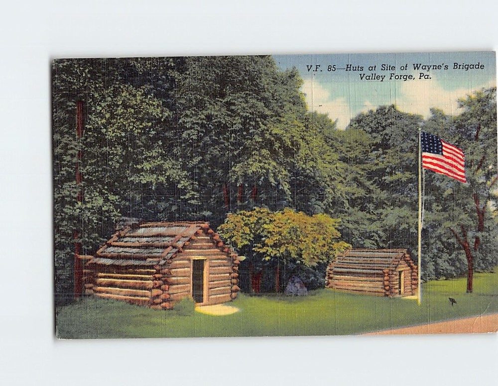 Postcard Huts at Site of Wayne's Brigade Valley Forge Pennsylvania USA