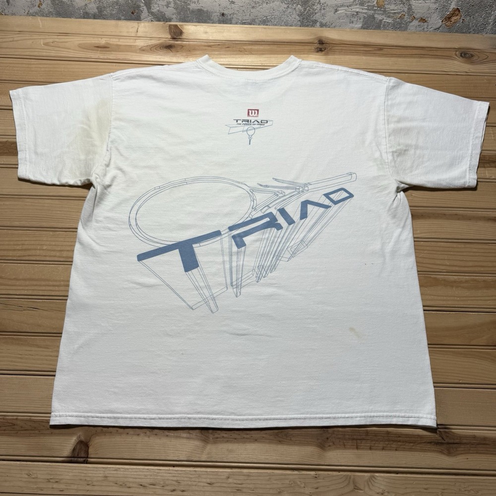 Vintage 90s Wilson Team Triad Tennis Promo White Shirt Size XL