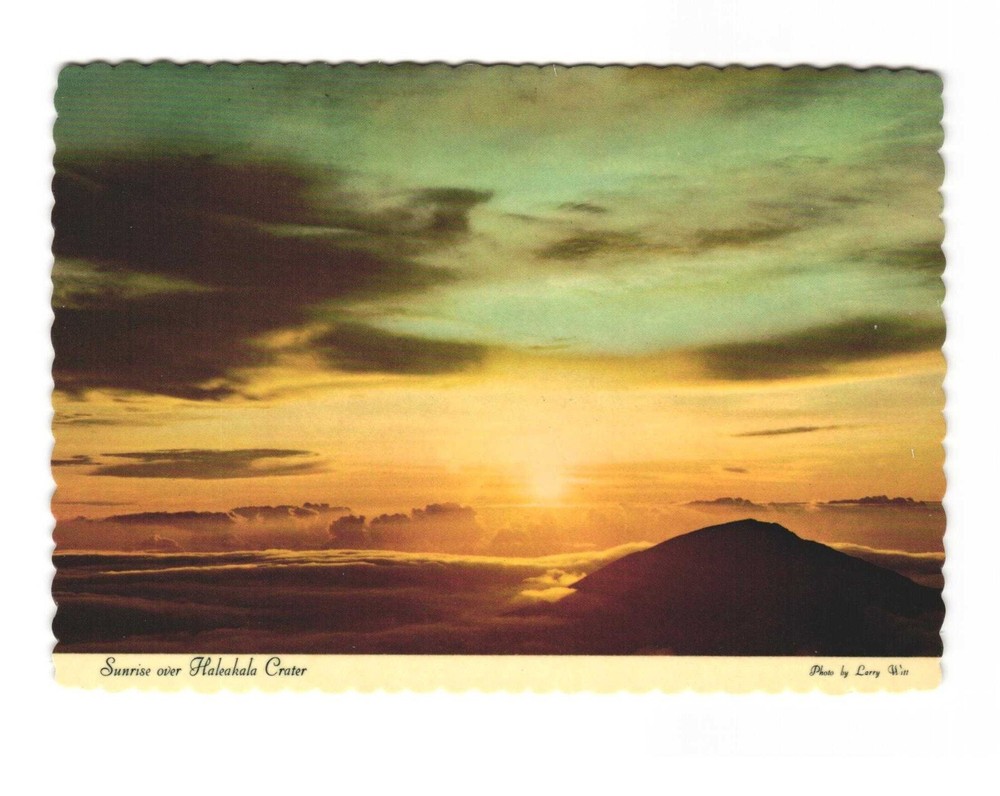 Sunrise over Haleakala Crater, Island of Maui Hawaii vintage postcard unposted