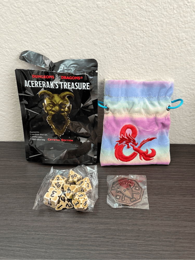 Dungeons & Dragons Acererak's Treasure Crystal Edition Dice Set + Bag + Coin-image