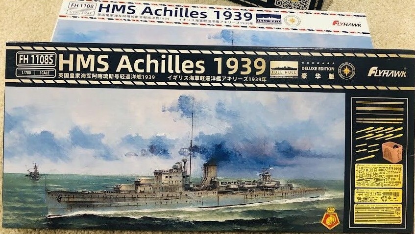 1/700 HMS Achilles 1939 Royal Navy Light Cruiser Model Kit by Flyhawk FH1108 FH1108S-image