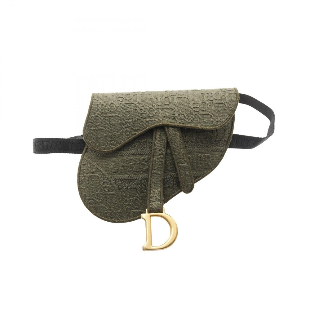 Christian Dior SADDLE Oblique Waist bag canvas Khaki Used mens