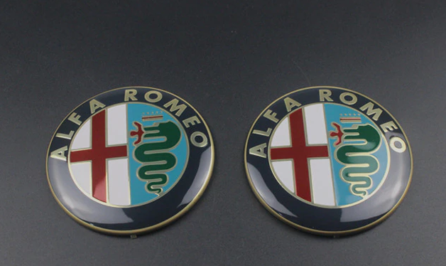 2pcs 74mm Alfa Romeo Gold Front Hood Rear Boot Trunk Emblems Badges Stickers