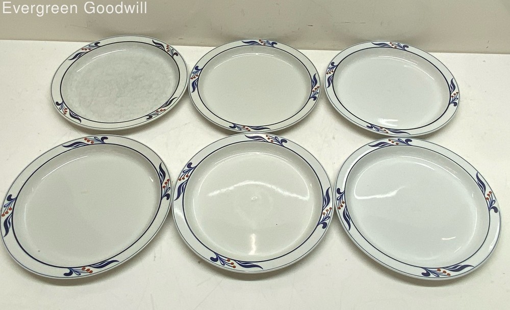 Vintage Dansk Bistro Maribo Blue & White Dinner Plates Lot of 6
