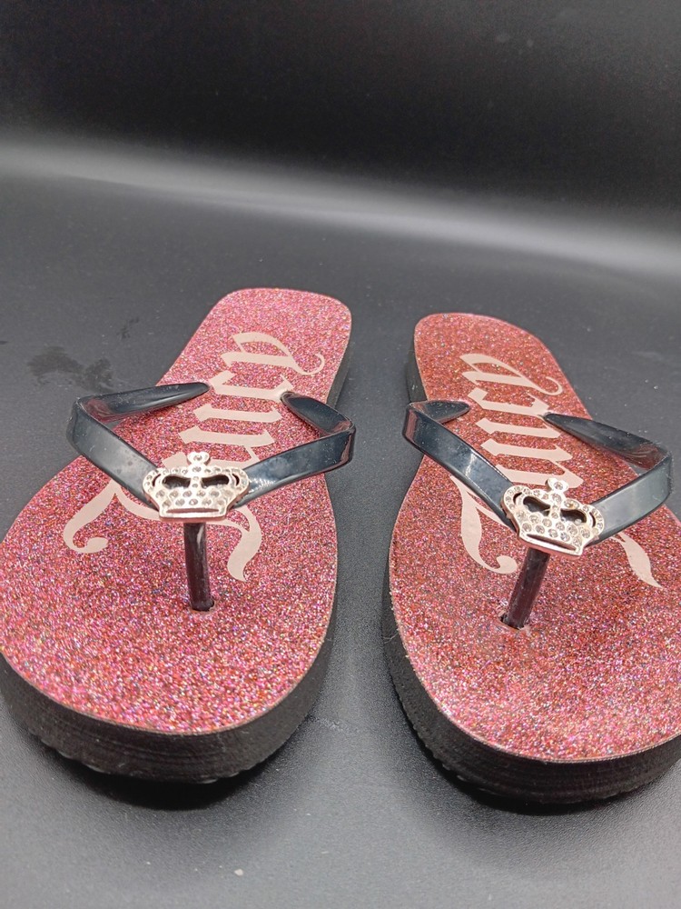 Juicy Couture Women's Flip Flops Size 6, Pink Glitter