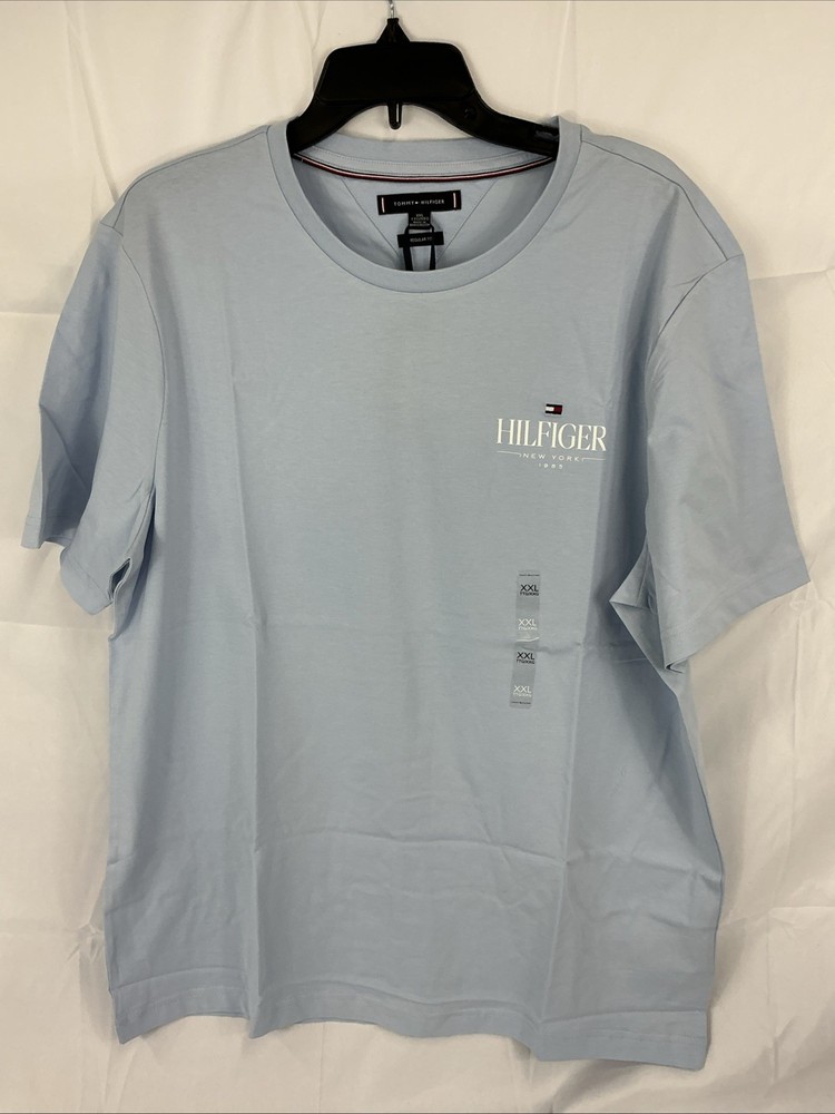 NWT Tommy Hilfiger Men's XXL Short Sleeve Blue Crew Neck Graphic T-Shirt