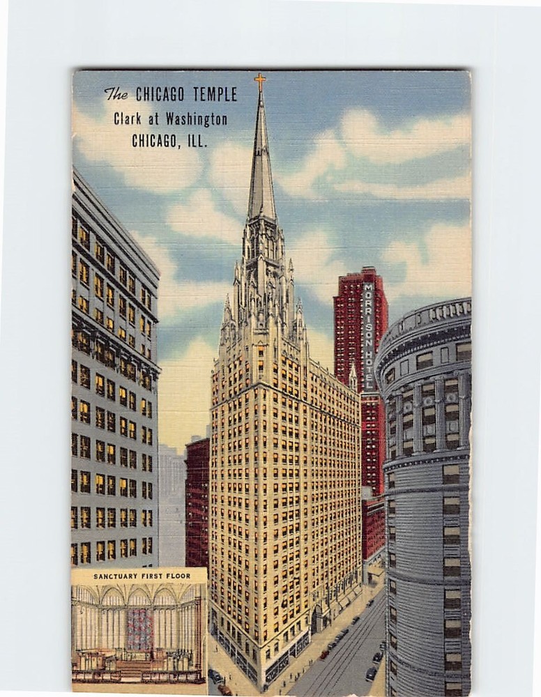 Postcard The Chicago Temple, Chicago, Illinois