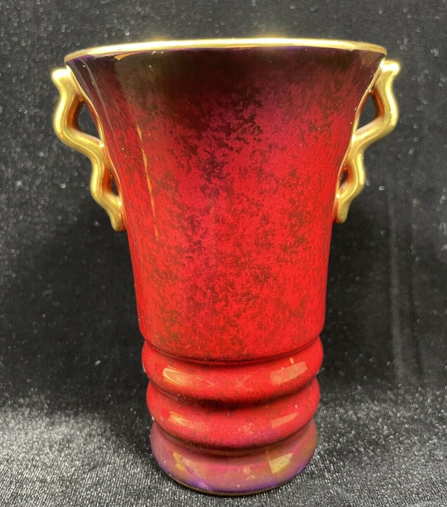 Vintage Antique Carlton Ware Ceramic England Rouge Royale Red Gold 5 in Vase