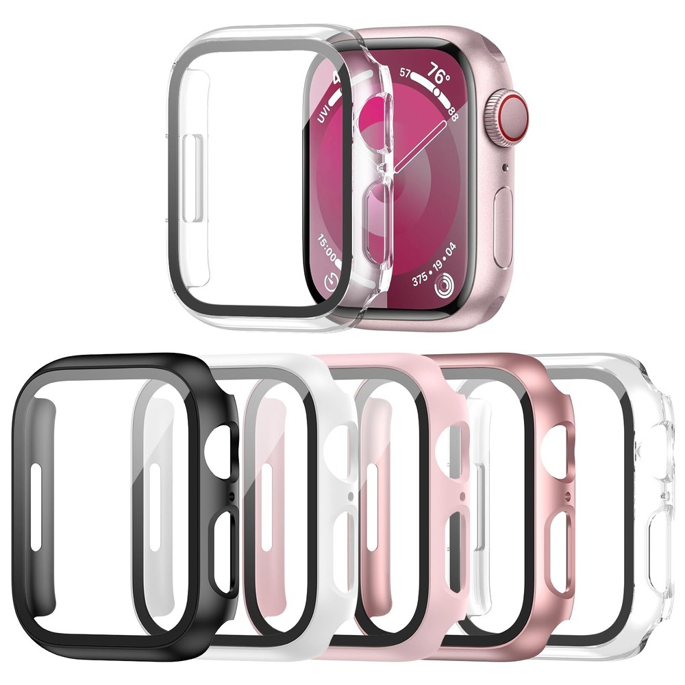 Haojavo 5 Pack Case with Tempered Glass Screen Protector for Apple Watch Series