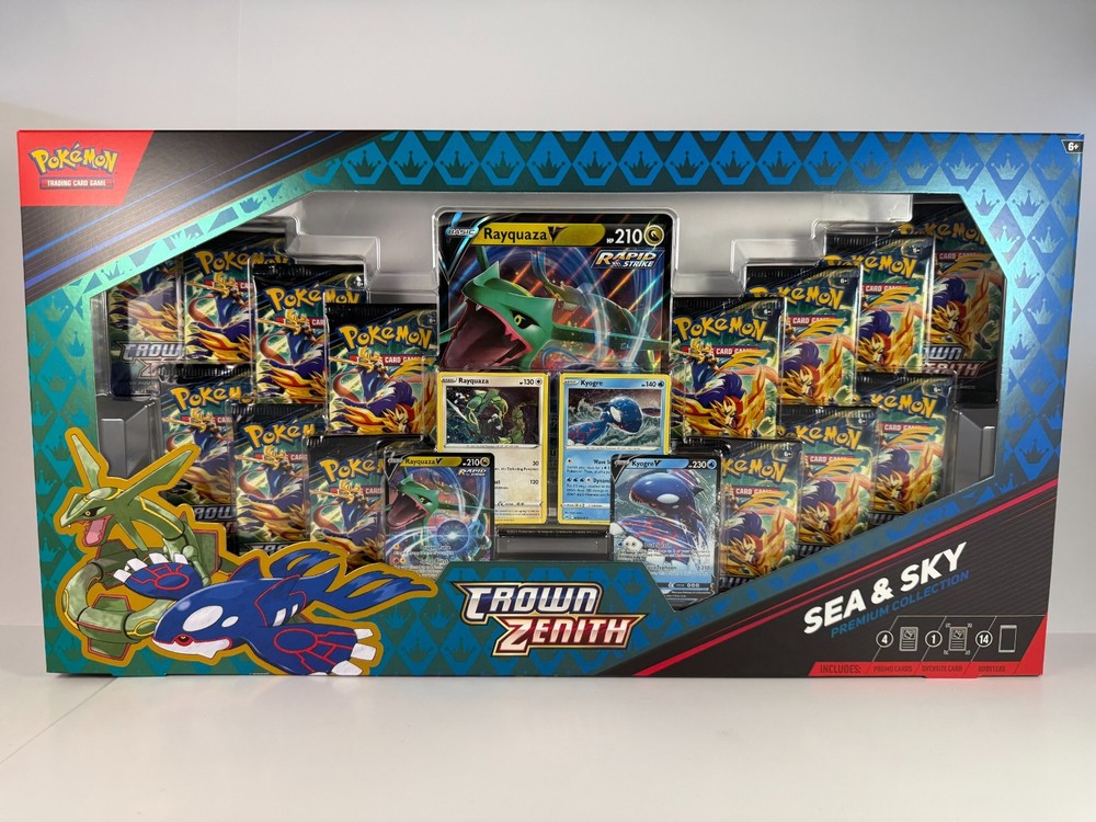 Pokemon TCG Crown Zenith Sea & Sky Premium Collection Box New Sealed 14 Packs