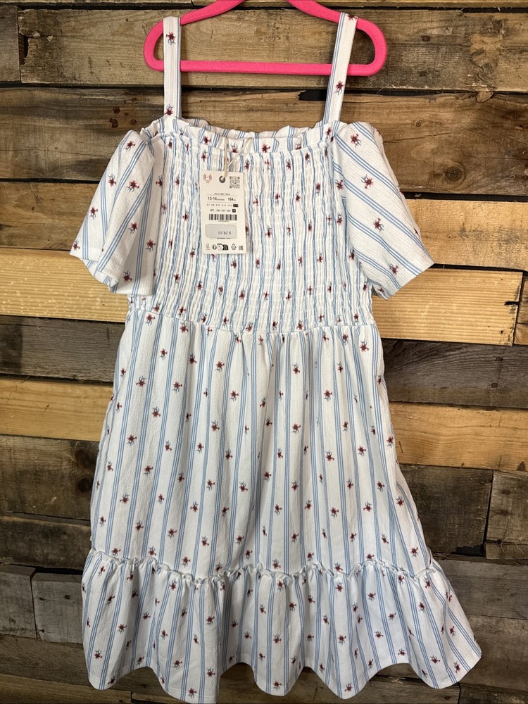Girls Zara Smocked Floral Dress, Size 13-14 Years Old