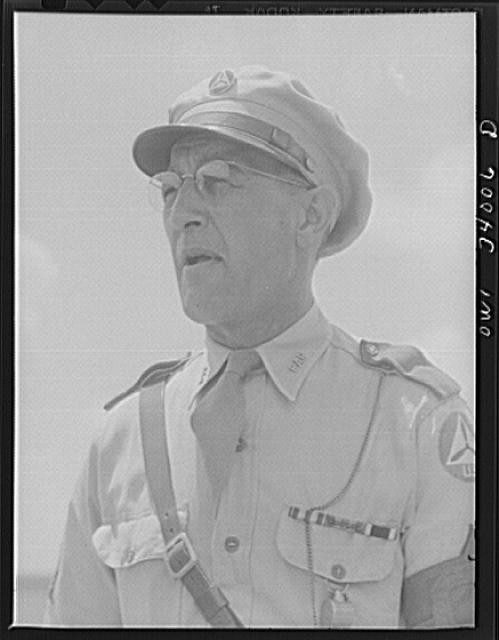 Photo:Military Officer Portrait 1940s Man in Uniform Cap Glasses