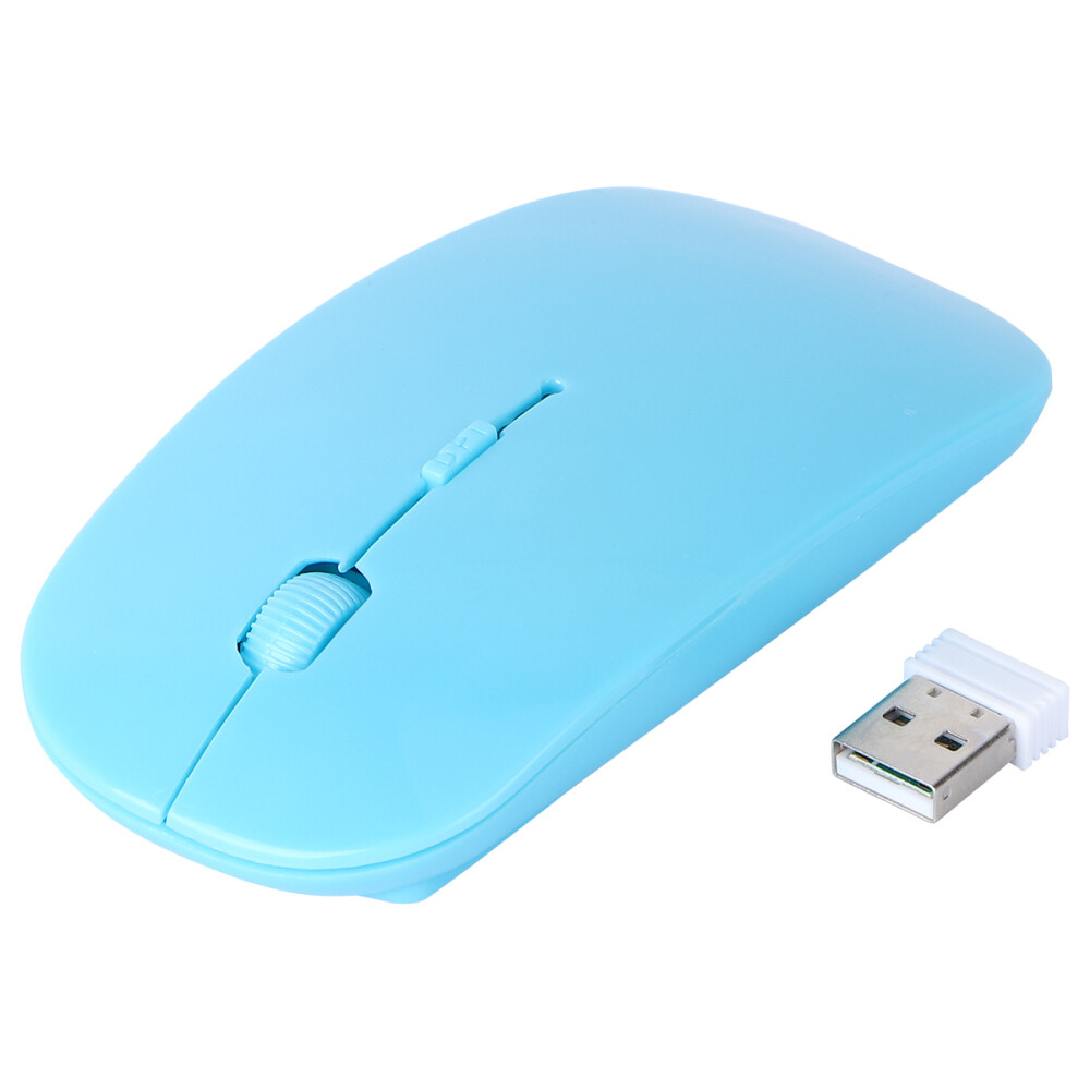 2.4G Ergonomic Flat Wireless Mouse with USB Receiver for PC Laptop in Blue