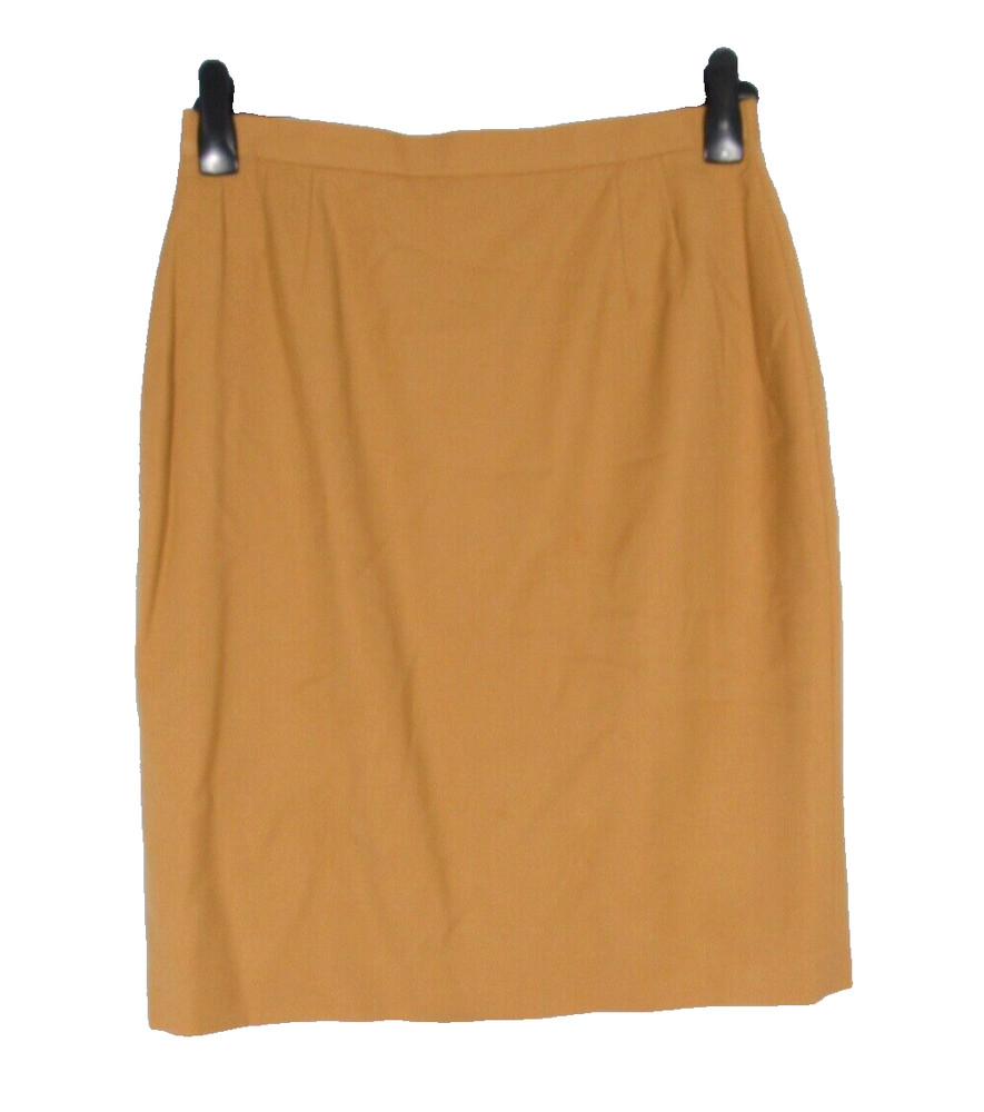 VTG ESCADA Tan Brown WOOL CLASSIC FITTED Secretary Straight/Pencil Skirt Sz 42/M