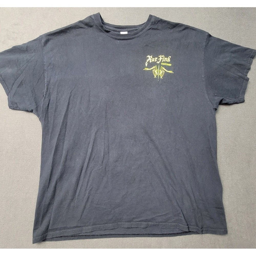 Rat Fink Kustoms Graphic Shirt Mens 2XL Black Short Sleeve Hot Rod Ed Roth Tee