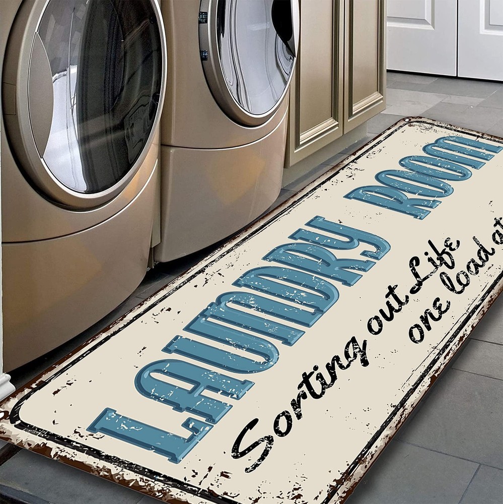 Farmhouse Laundry Room Rug Runner Non Skid Machine Washable Area Rugs Laundry...