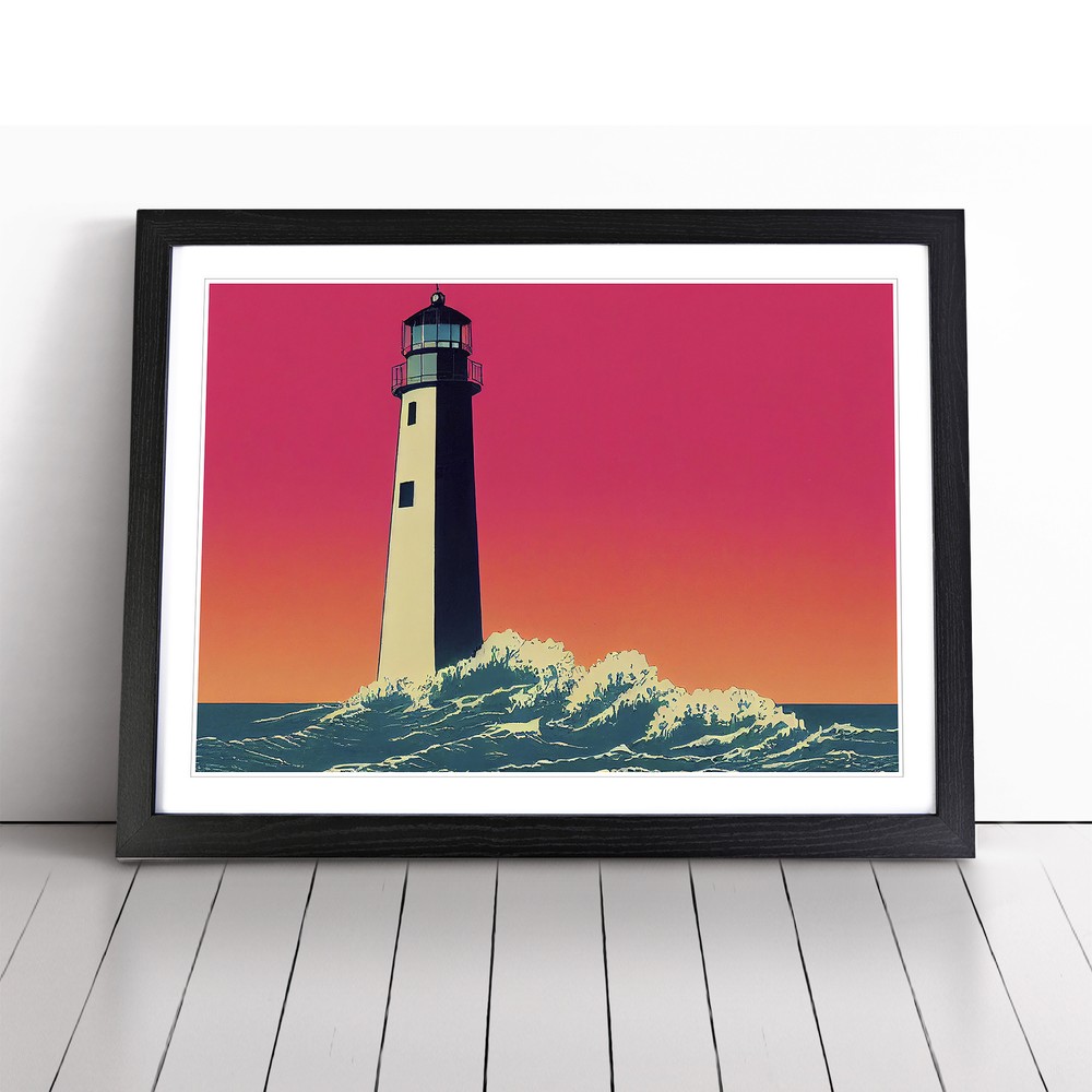 Pop Art Lighthouse Wall Art Print Framed Canvas Picture Poster Decor Living Room