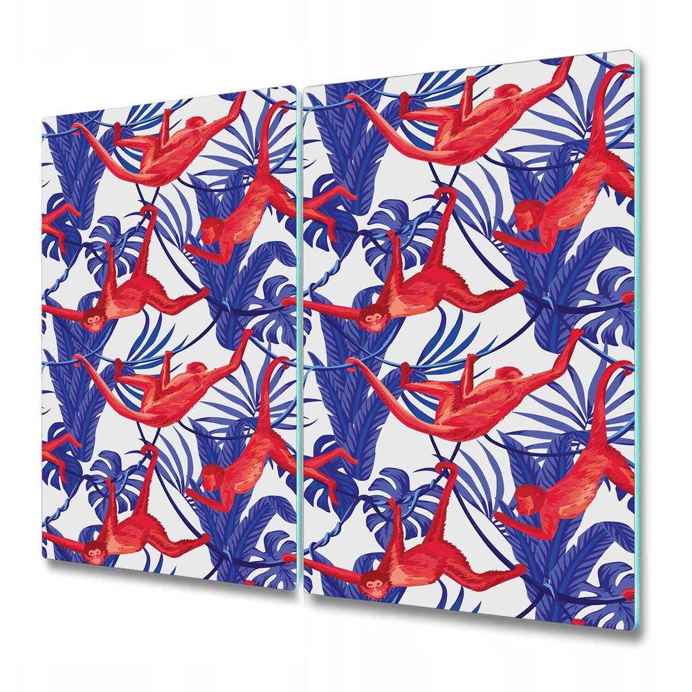Glass Chopping Cutting Board Utensil Animals Monkey Tropical Abstract 2x30x52