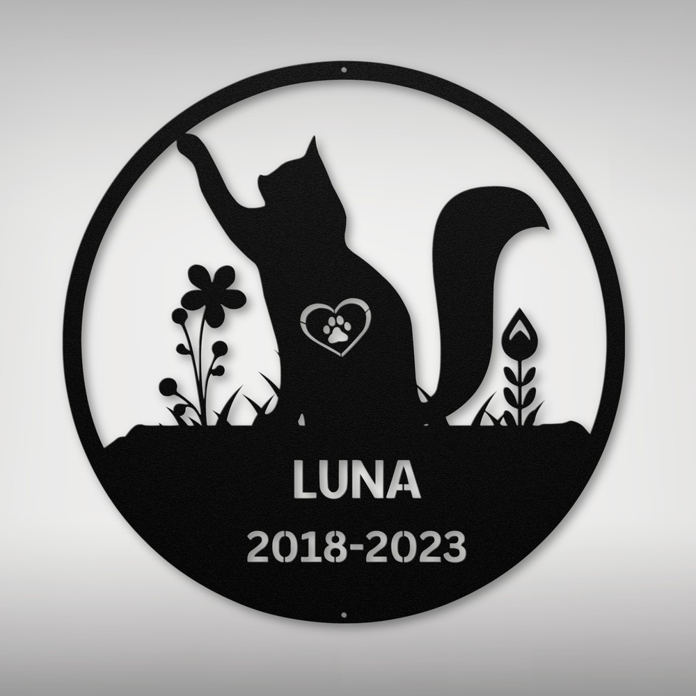 Personalized Cat Memorial Metal Sign Custom Pet Tribute Decor Gift for Cat Owner