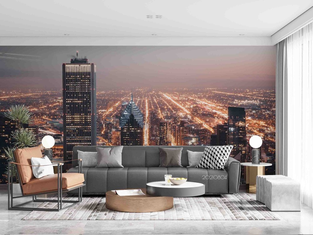 3D City Architecture Night View Wall Murals Wallpaper Murals Wall Sticker 3