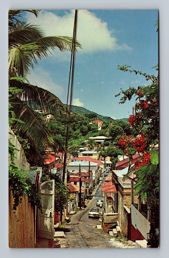 Virgin Islands- St. Thomas Charlotte Amalie Street Postal Old Vintage Postcard