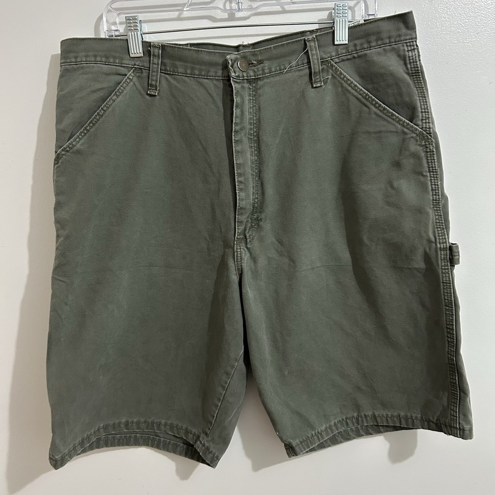 Wrangler Originals Green Canvas Cotton Utility Carpenter Shorts Mens Size 36