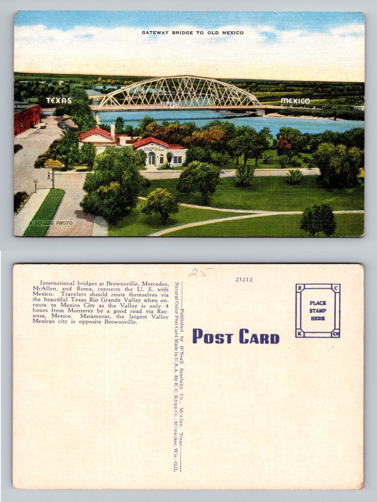 Brownsville, TX-Texas, Gateway Int'l Bridge To Old Mexico Vintage Postcard