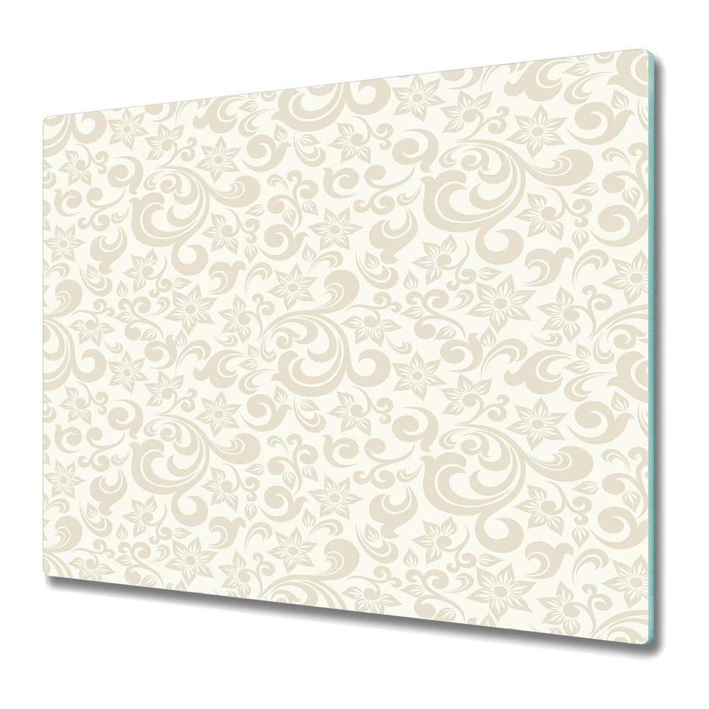 Tempered Glass Worktop Saver Light beige baroque style yellow and grey 60x52