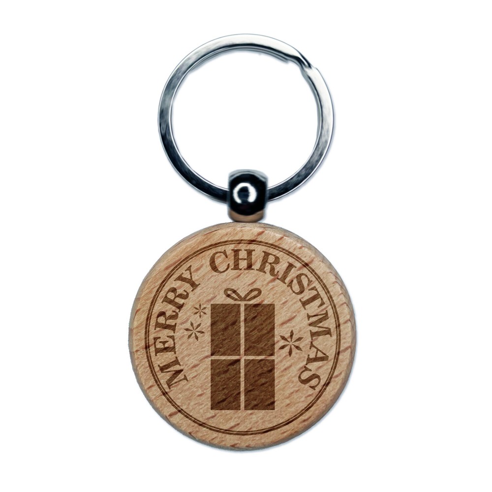Christmas Engraved Wooden Keychain Gift for Holidays