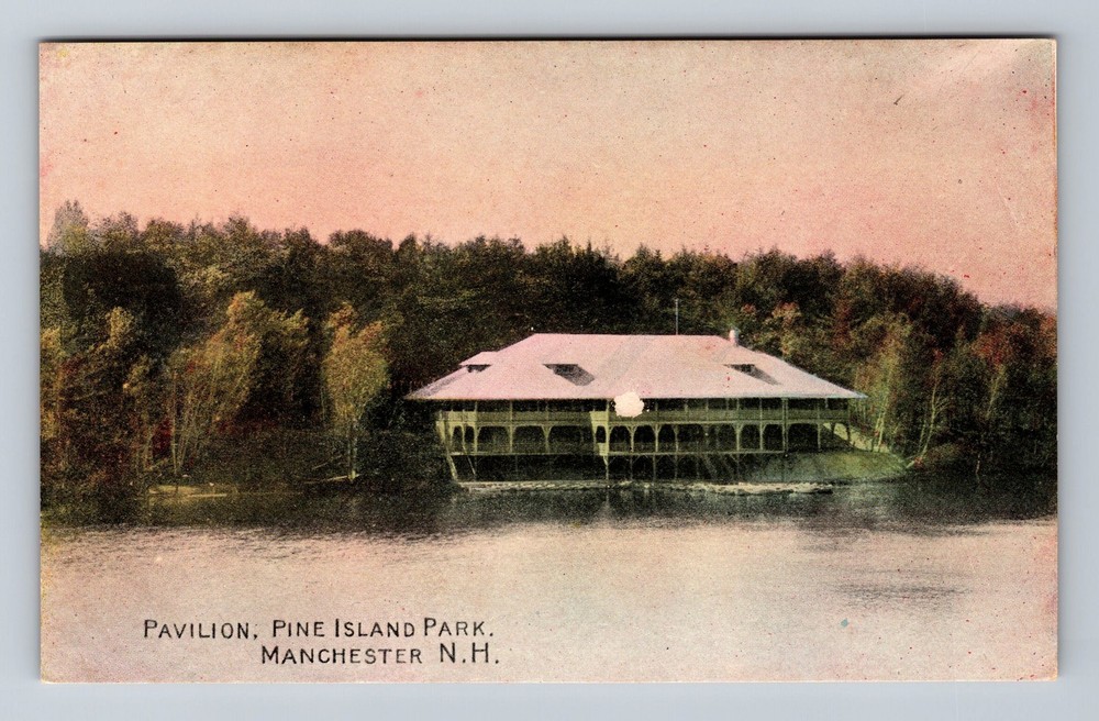 Manchester NH-New Hampshire, Pavilion at Pine Island Park, Vintage Postcard