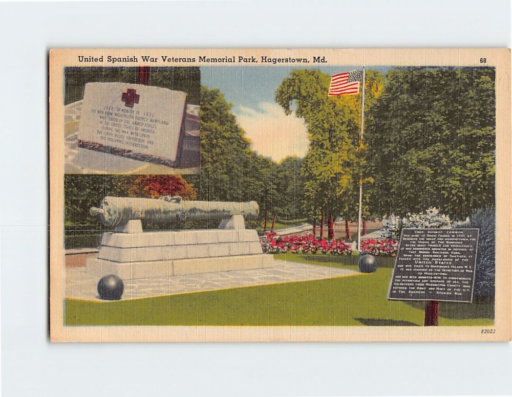 Postcard United Spanish War Veterans Memorial Park Hagerstown Maryland