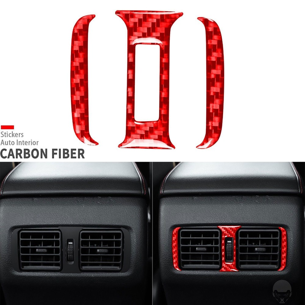 Red Carbon Fiber Interior Rear Air Vent Outlet Cover For Toyota 4Runner 2010-20