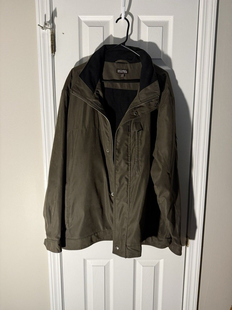 Michael Kors Men’s Olive Green Jacket Coat XXL Full Zip Snap Front Lined