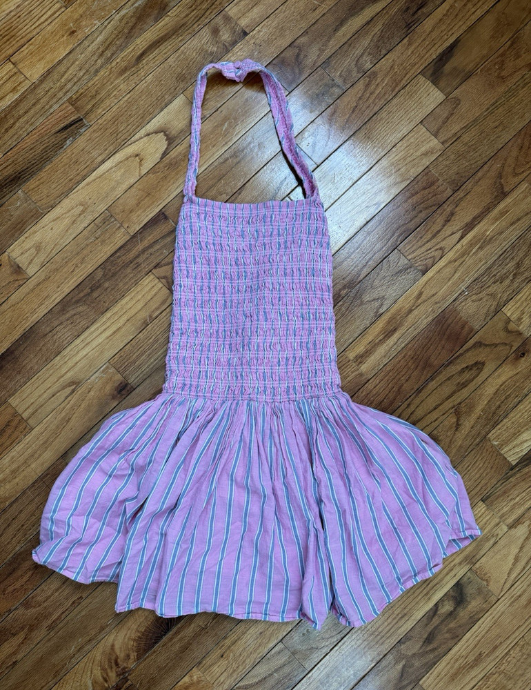 Abercrombie & Fitch Women’s Pink Striped Smocked Halter Mini Dress Size S