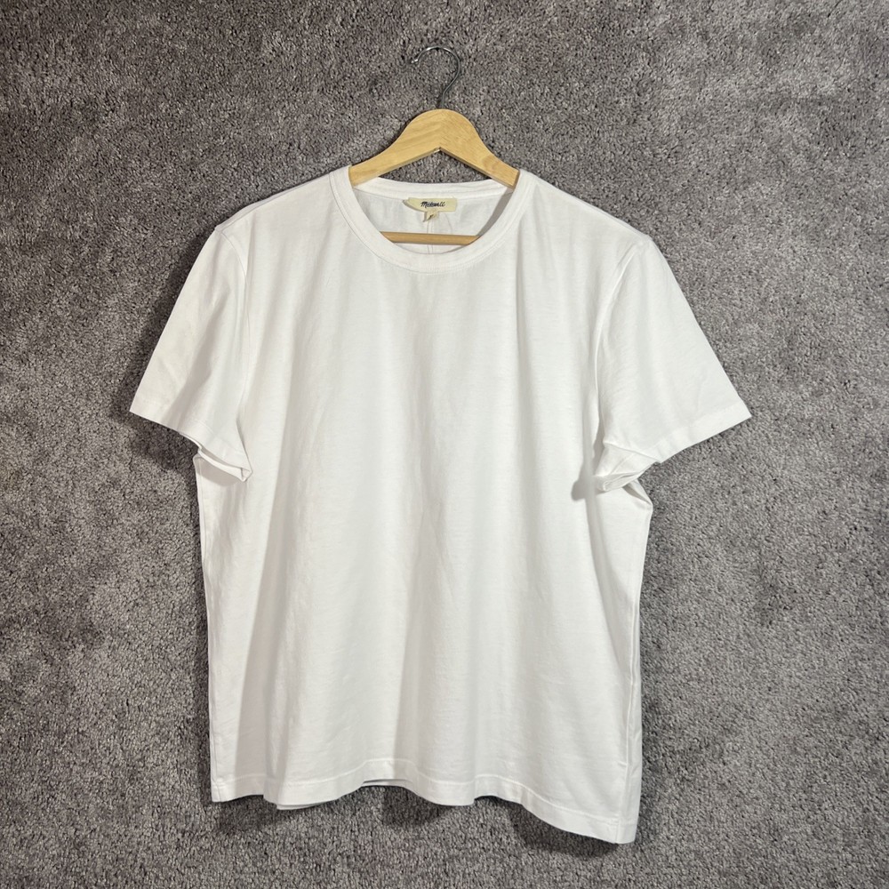 Madewell Womens XL White Basic Cotton T-Shirt Crew Neck Short Sleeve Casual