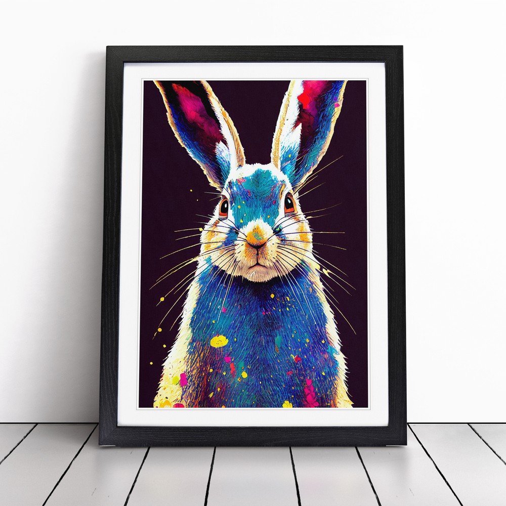 Painted Hare No.2 Abstract Wall Art Print Framed Canvas Picture Poster Decor