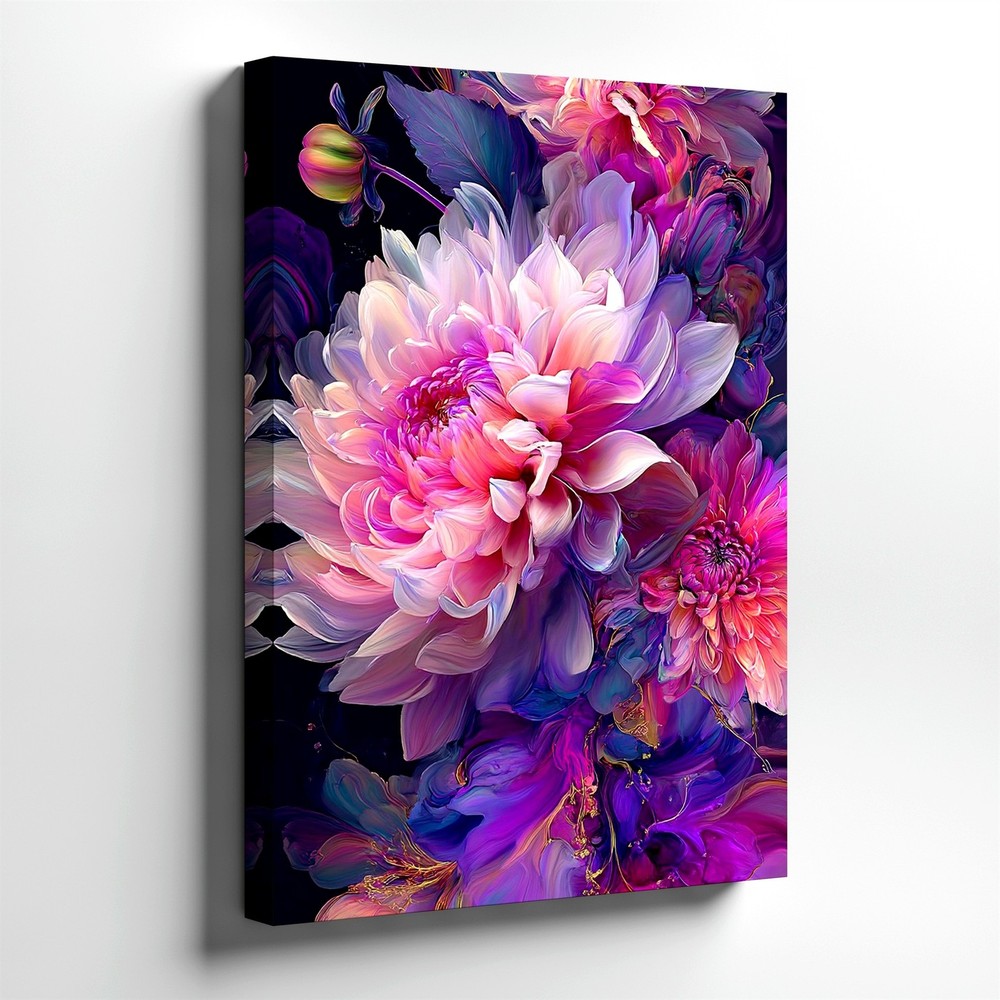 Wall Art Abstract Pink Purple Peony Floral Canvas Print Modern Flower Decor