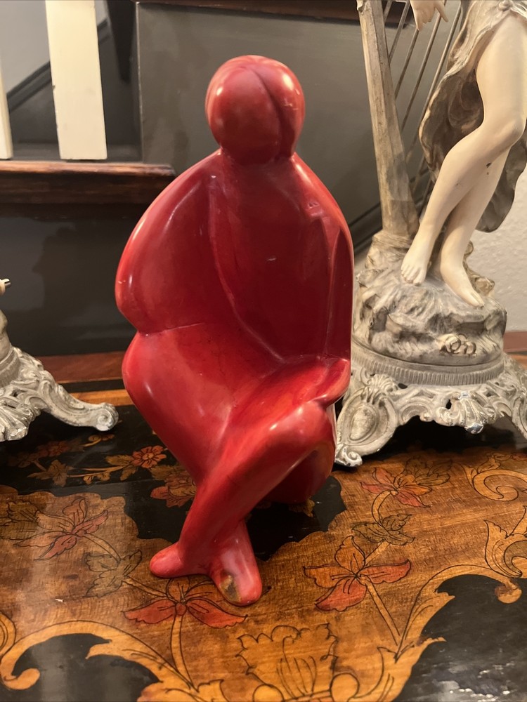 Abstract Art Sculpture Statue Stone Or Red Coral? “ Am I? “ 9” Tall Person-image