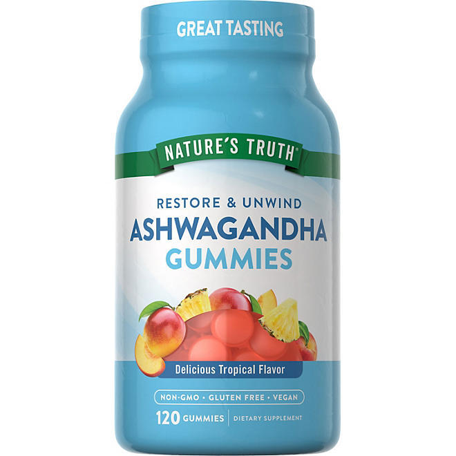 Nature's Truth Restore and Unwind Tropical Ashwagandha Gummies, 500 mg. 120 ct