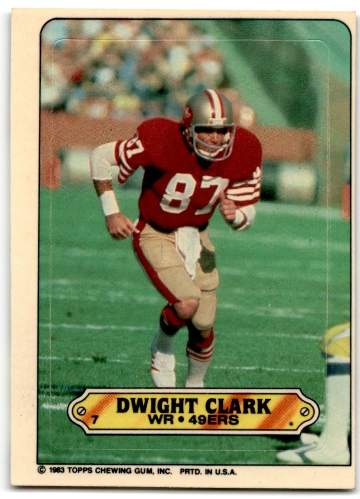 1983 Topps Dwight Clark San Francisco 49ers Sticker Insert #7 NFL