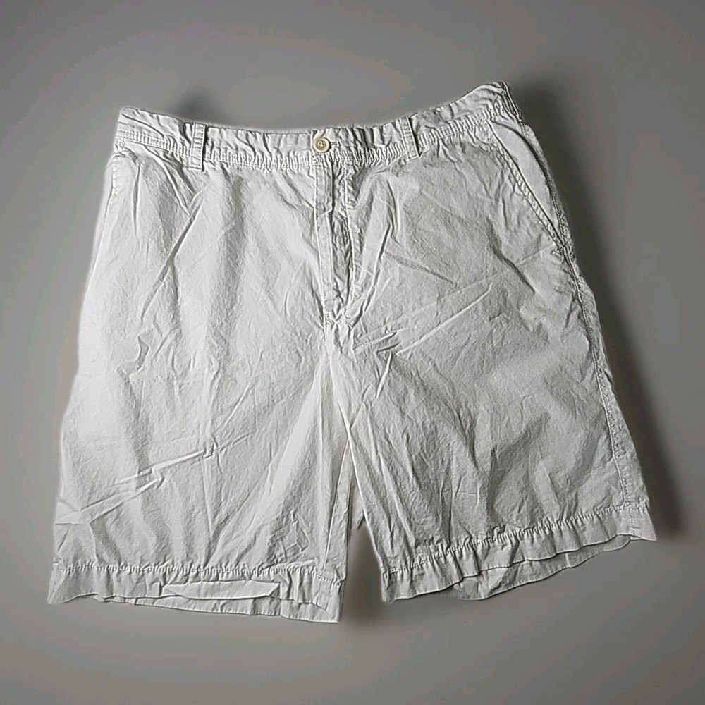 Izod Men's 36 White Chino Shorts Casual Flat Front 100% Cotton 9