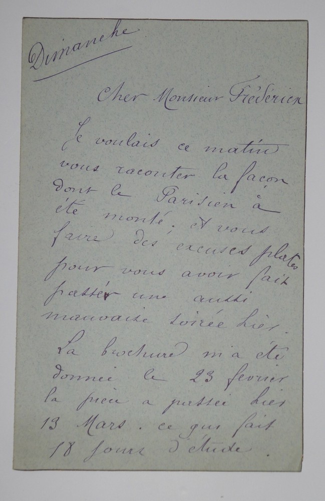 HUGUENET Felix - SIGNED AUTOGRAPH LETTER, TO Alfred FREDERIX