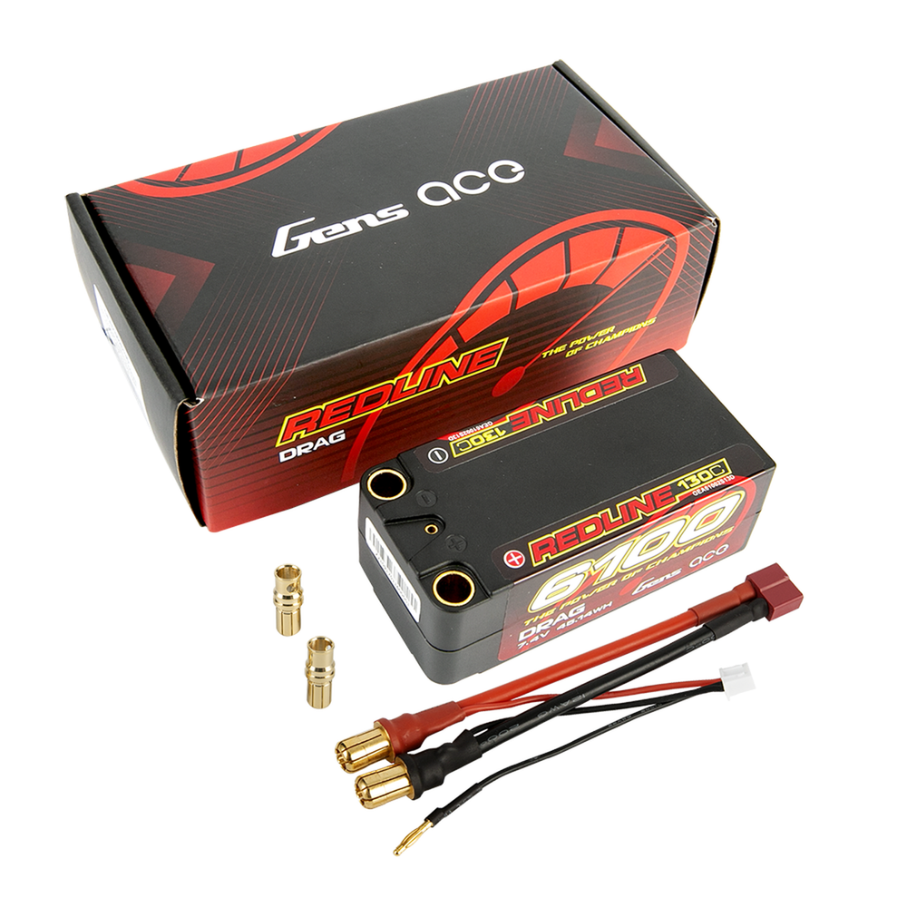 Gens Ace Redline Drag Racing 2s 7.4v 6100mAh 130C  Shorty LIPO BATTERY TRAXXAS-image