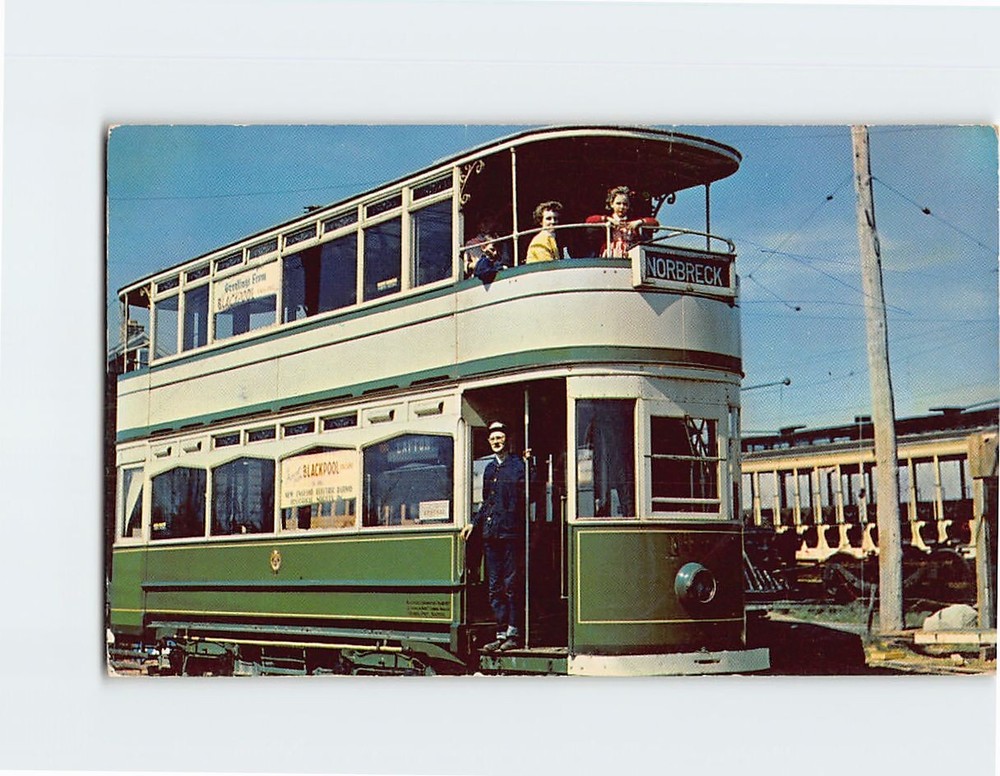 Postcard Double-Decker Street Car Seashore Electric Railway Kennebunkport Maine
