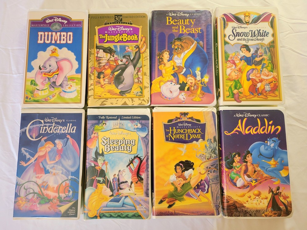 Lot of 8 Disney VHS Kids Movies in Clamshell Cases Tested Good Condition