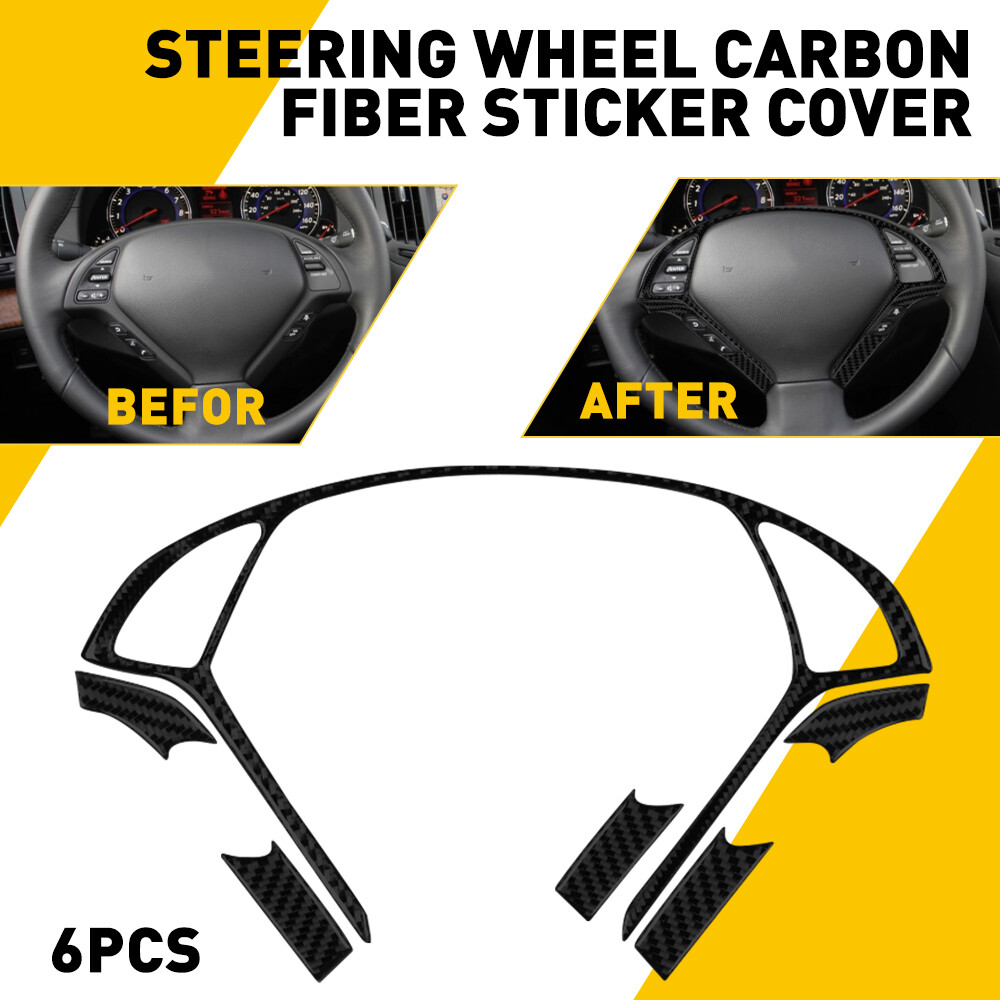 Carbon Fiber Steering Wheel Cover Trim for Infiniti G37 Q60 2008-2015