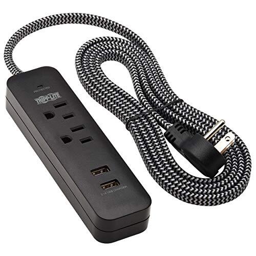 Tripp Lite Surge Protector Power Strip 2-Outlet with 2 USB Ports 2.1A 6ft Cord