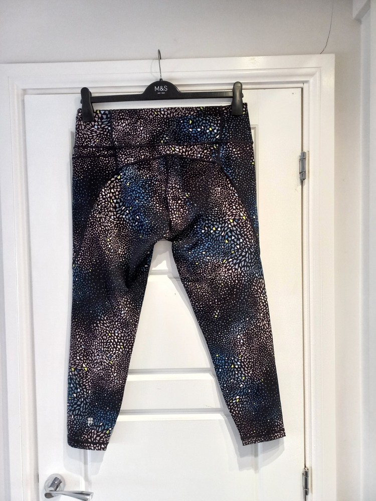 Sweaty Betty Navy Geometric Power Cropped Leggings Size XL 16 Uk
